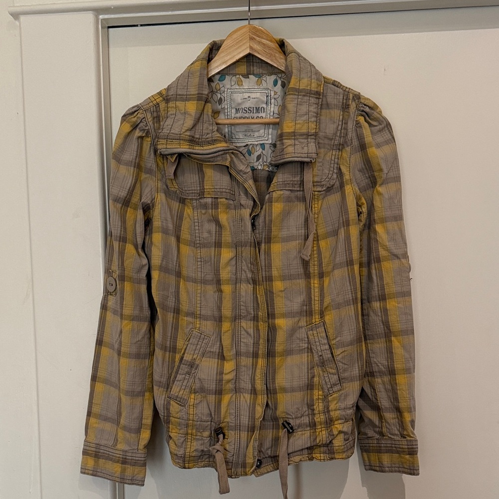 Mossimo Supply Co. Women's Gray and Yellow Plaid Utility Jacket